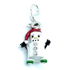 Brighton Christmas Marshmallow Snowman Santa Hat Holiday Silver Custom Charm
